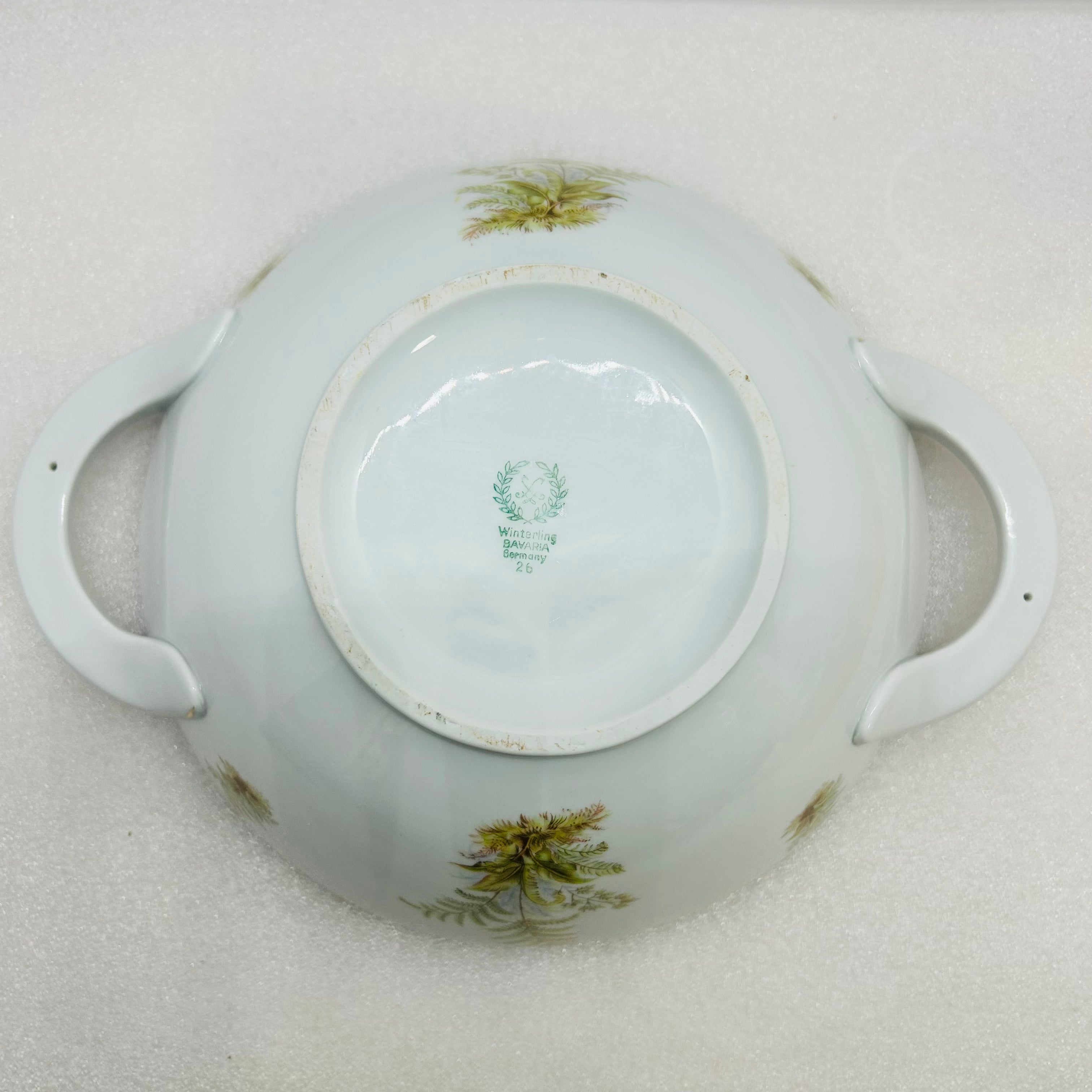 Winterling Bavaria Germany 3pc Serving Set Fern Gold Trim Bowl Gravy Boat