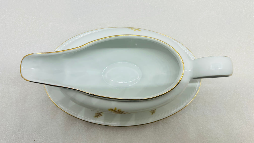Winterling Bavaria Germany 3pc Serving Set Fern Gold Trim Bowl Gravy Boat