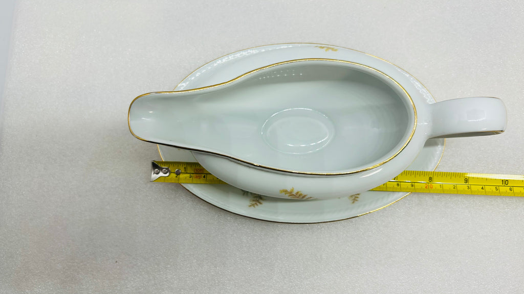 Winterling Bavaria Germany 3pc Serving Set Fern Gold Trim Bowl Gravy Boat