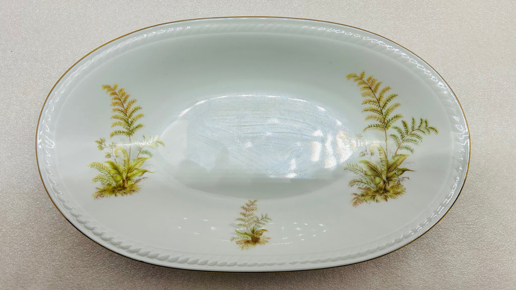 Winterling Bavaria Germany 3pc Serving Set Fern Gold Trim Bowl Gravy Boat