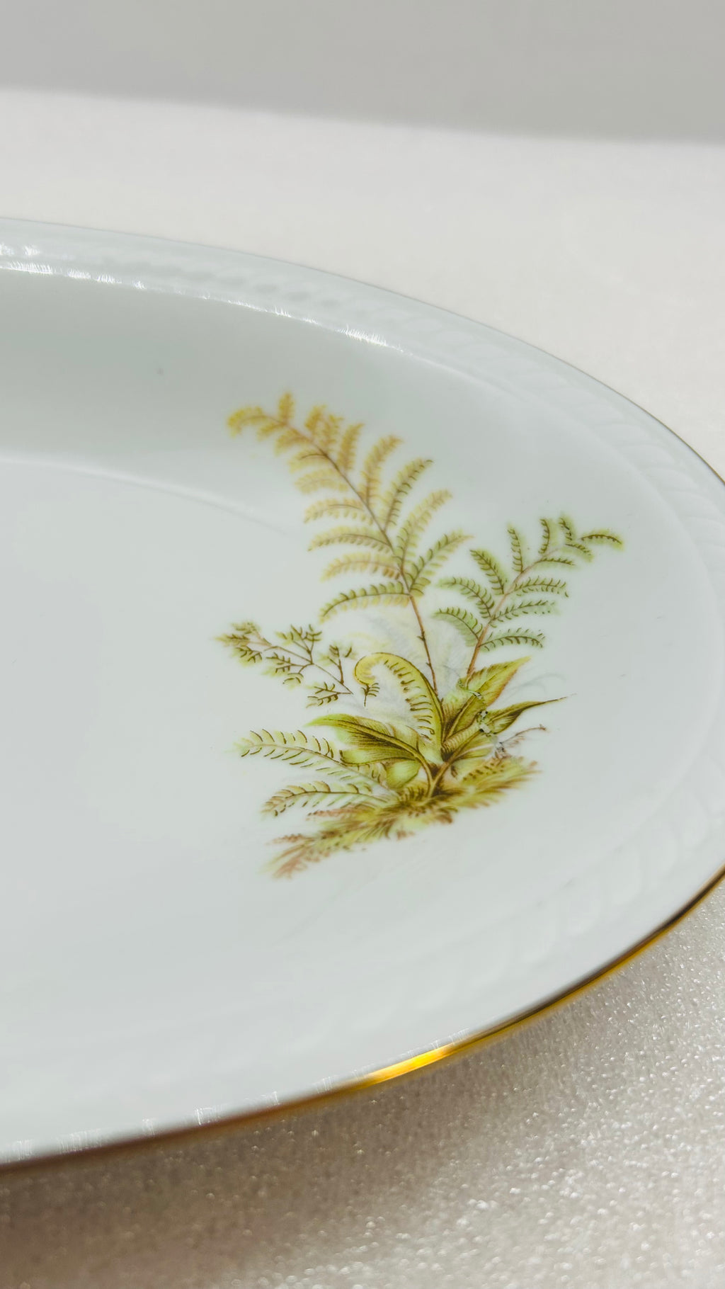Winterling Bavaria Germany 3pc Serving Set Fern Gold Trim Bowl Gravy Boat