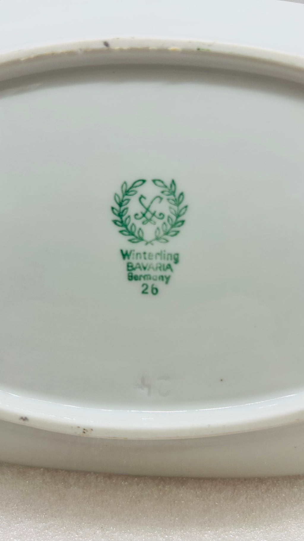 Winterling Bavaria Germany 3pc Serving Set Fern Gold Trim Bowl Gravy Boat