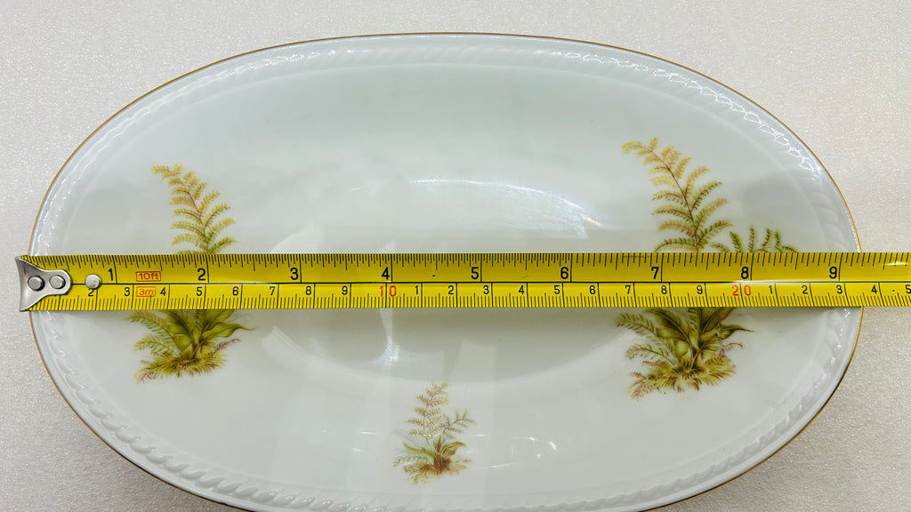 Winterling Bavaria Germany 3pc Serving Set Fern Gold Trim Bowl Gravy Boat