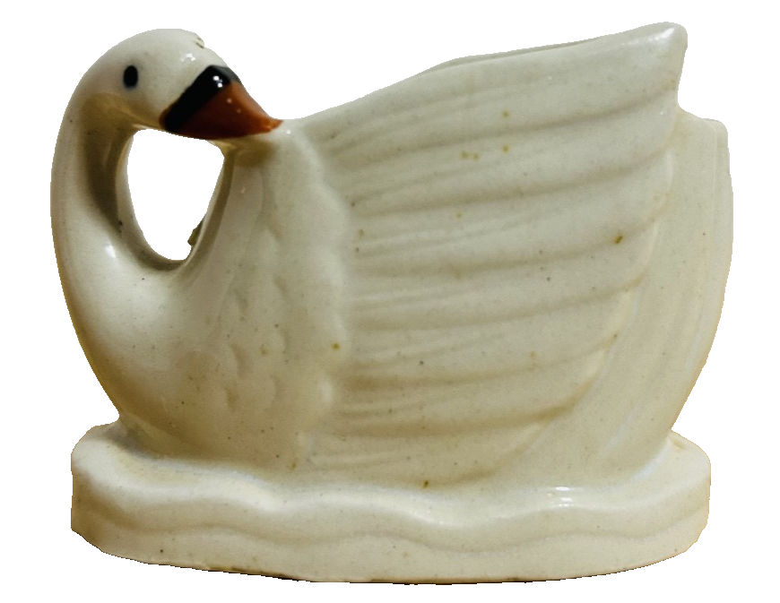 Vintage Occupied Japan Swan Planter Mini Vase Cream 2.25"