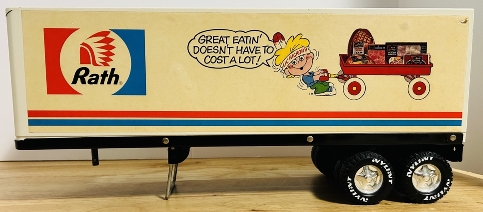 Vintage NyLint GMC Rath Meat Semi Truck Trailer Toy 24” Advertising