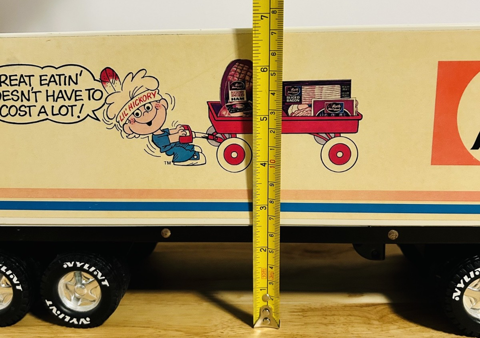 Vintage NyLint GMC Rath Meat Semi Truck Trailer Toy 24” Advertising