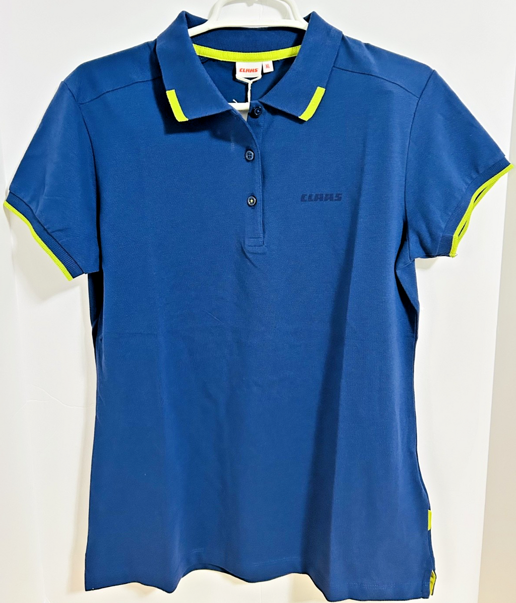 CLAAS Women’s Polo Shirt XL Blue 100% Cotton Logo NWT