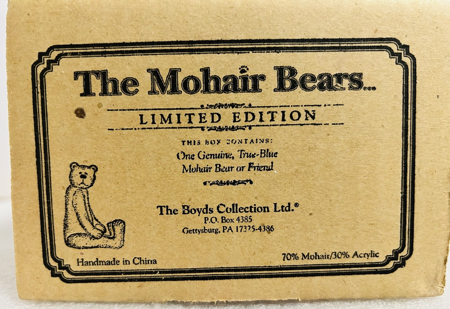Boyds Mohair Bear Spiro T Cattington 16” Ltd Ed w Box