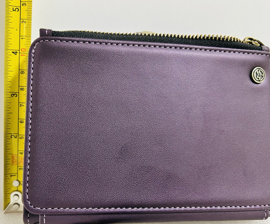 CaseMe Purple Leather Wallet Wristlet RFID Zip Around Clutch