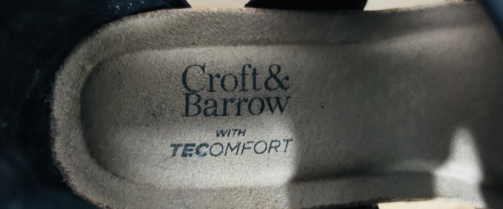 Croft & Barrow Black Wedge Sandals Zip Back Comfort Womens 8M