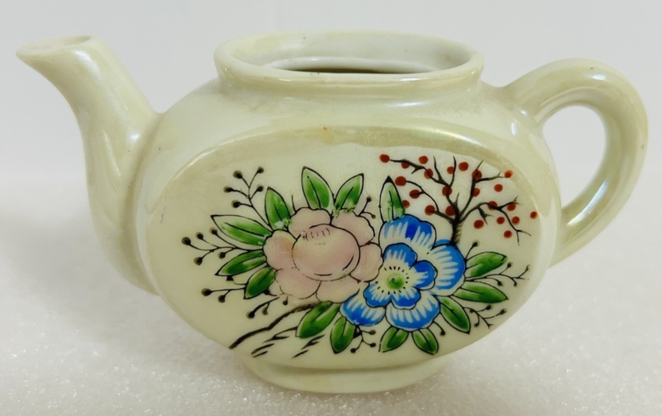 Vintage Occupied Japan Miniature Tea Set Blue Floral Teapot Cups Creamer