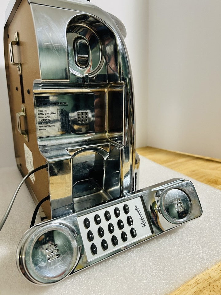 Vintage Chrome Diner Jukebox Style Push Button Telephone Wall Mount