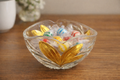Vintage Clear Pressed Glass Candy Dish Gold Leaf 6 Inch Bowl