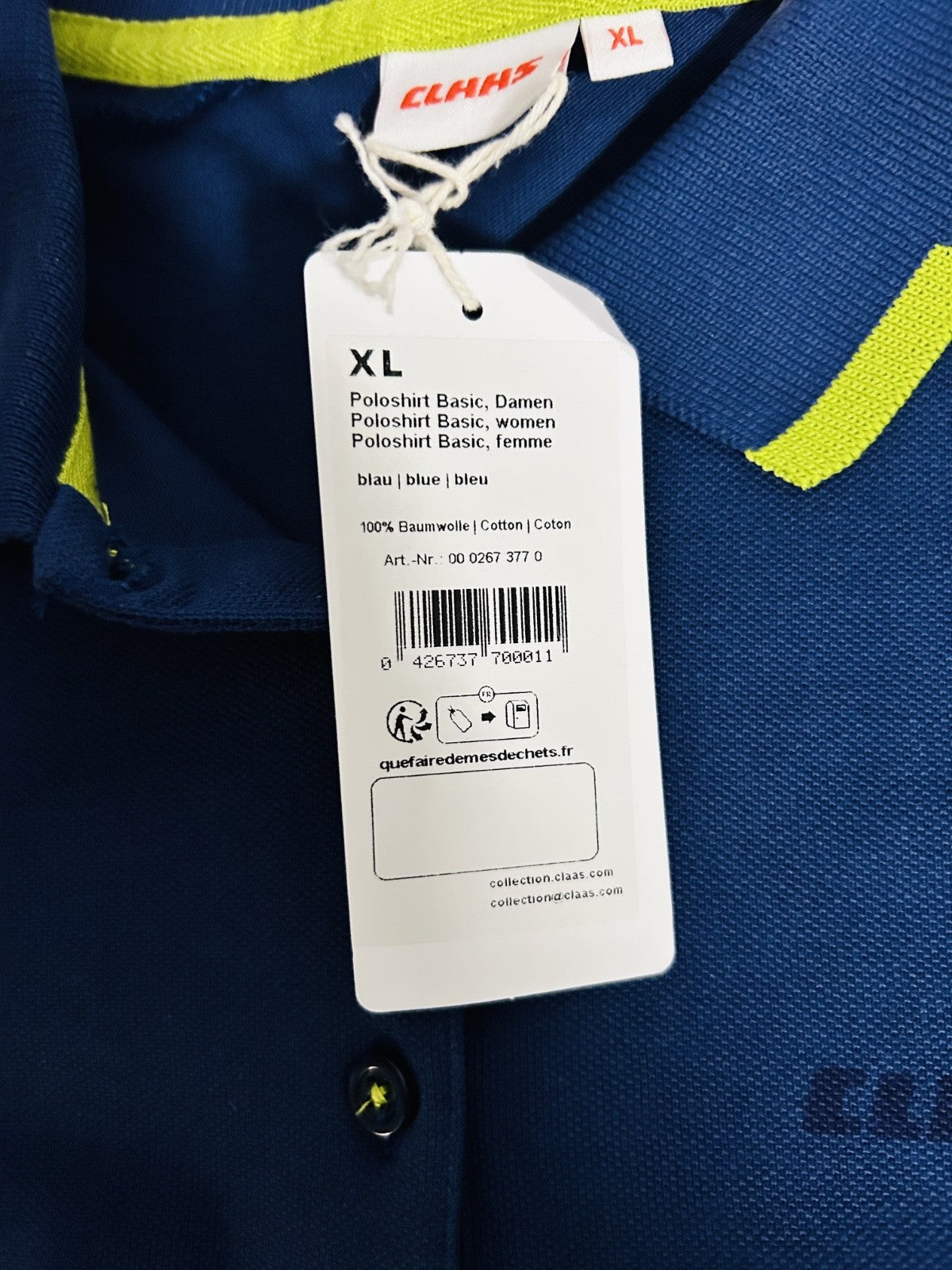 CLAAS Women’s Polo Shirt XL Blue 100% Cotton Logo NWT