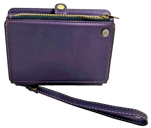 CaseMe Purple Leather Wallet Wristlet RFID Zip Around Clutch