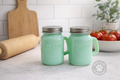 Mason Craft & More Jadeite Salt Pepper Shakers Set Green Glass
