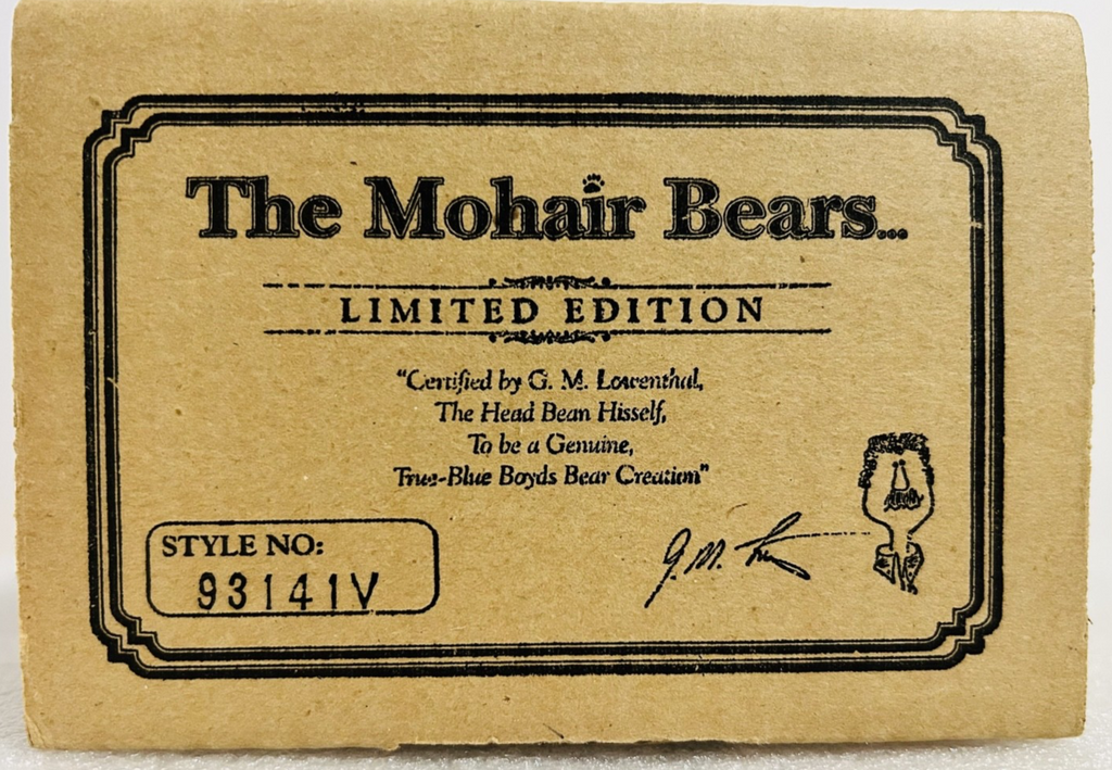 Boyds Mohair Bear Spiro T Cattington 16” Ltd Ed w Box