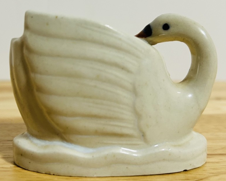 Vintage Occupied Japan Swan Planter Mini Vase Cream 2.25"